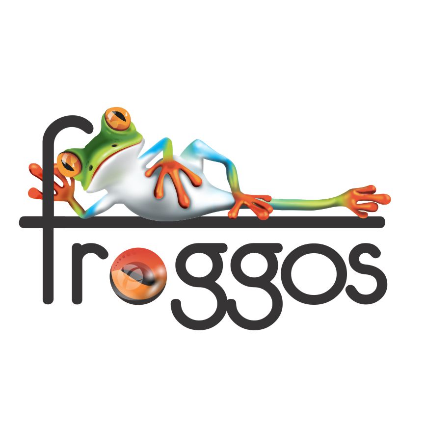 Froggos logo design by graphic designer in Gauteng featuring a playful and modern brand identity